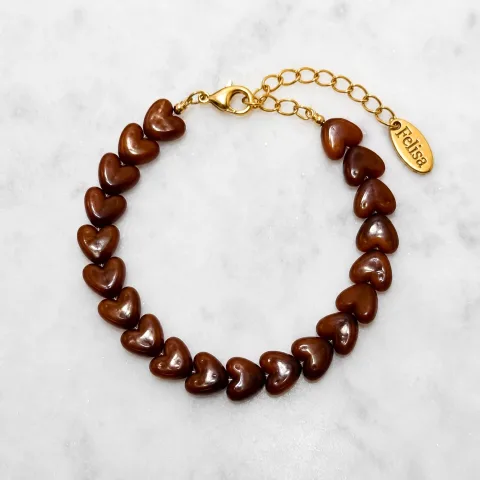 Bruine hartjes armband