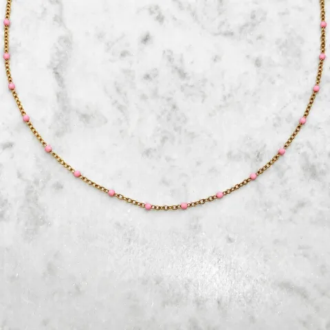 Roze dots ketting