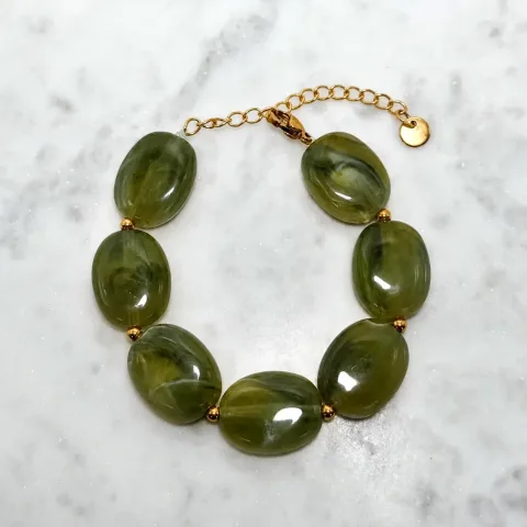 Olijf groene candy armband