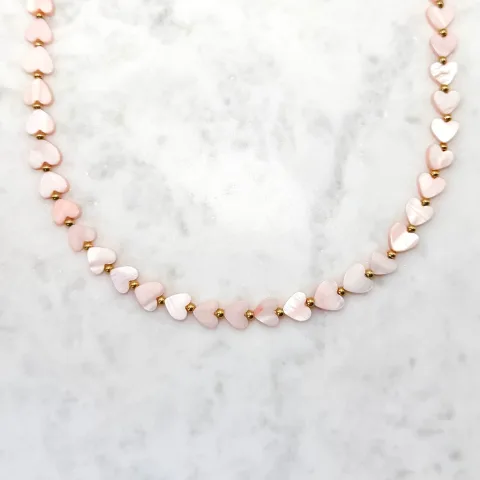 Roze hartjes ketting