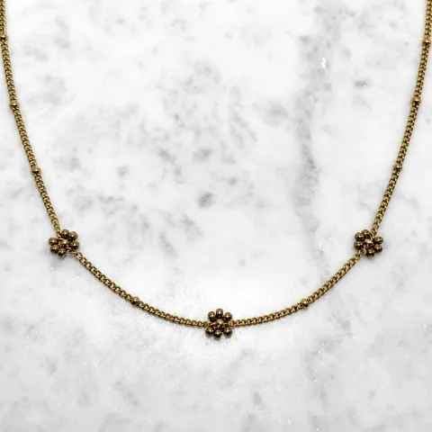 Bloemetjes ketting bruin