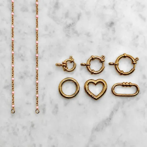 Roze dots ketting met slot