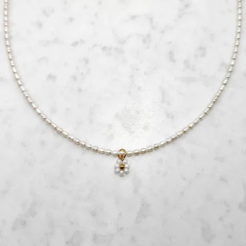 Zoetwaterparel ketting met bloem